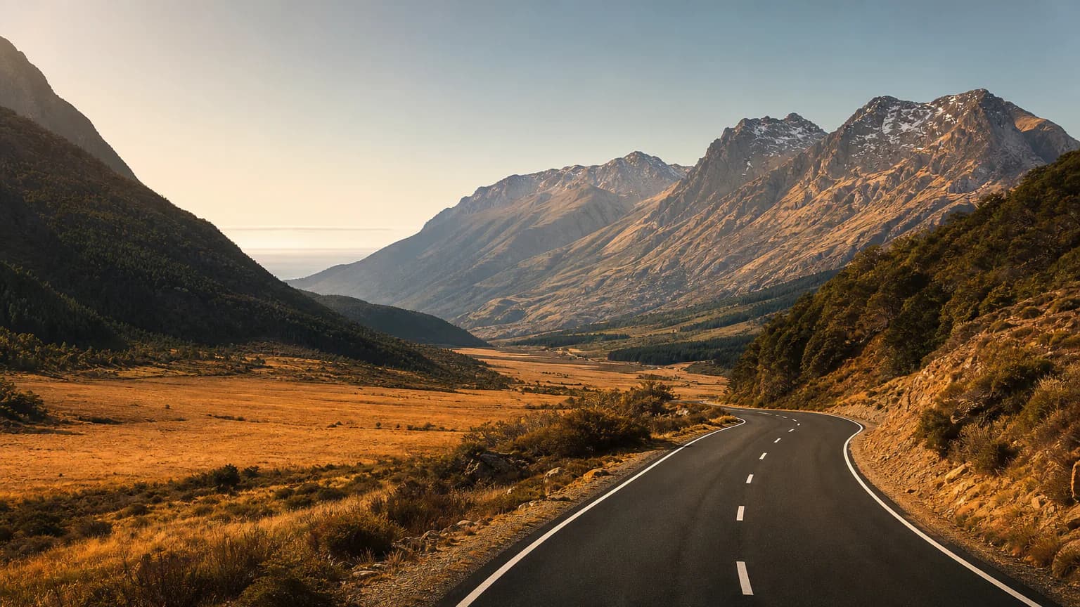 Carretera escénica entre paisajes de Chile